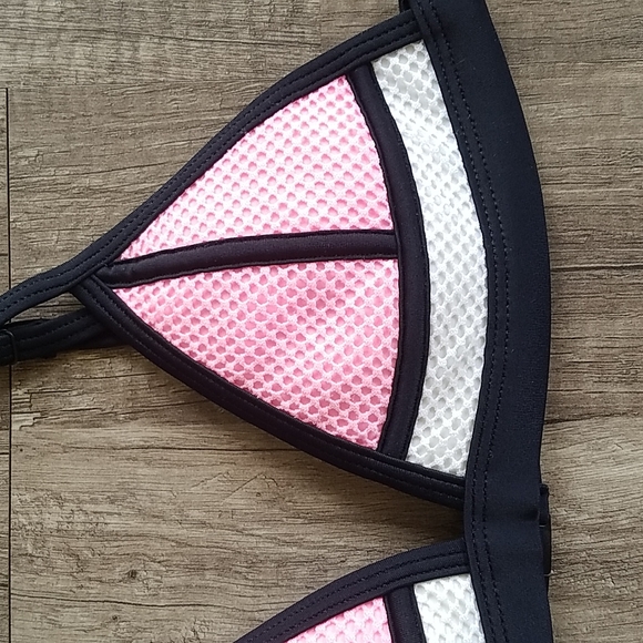 Triangl Swimwear Pink Color Block Neoprene Swim Top XS - Picture 4 of 7